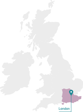 Map of the UK indicating London