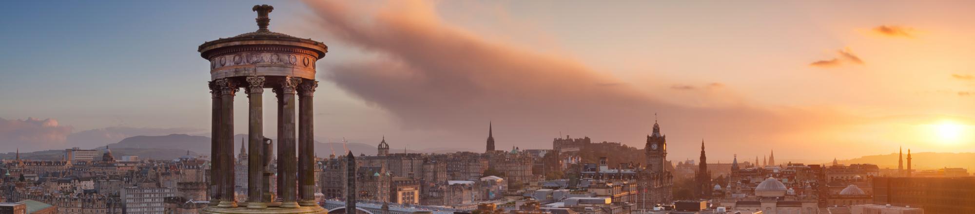 View over Princes Street from the Dugald Stewart Monument, Calton Hill, edinburgh