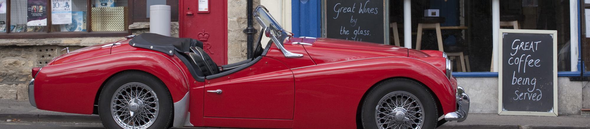 A classic car in the Cotswolds