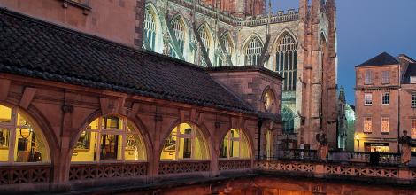 Roman baths by night, Bath