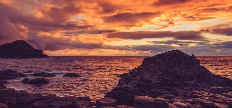 Sunset over the Giant's Causeway, Antrim, Northern Ireland